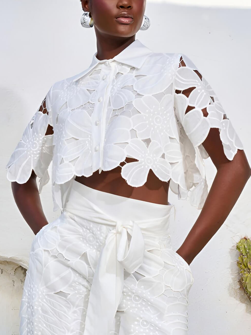 Exquisite Embroidery Hollow Cardigan Top