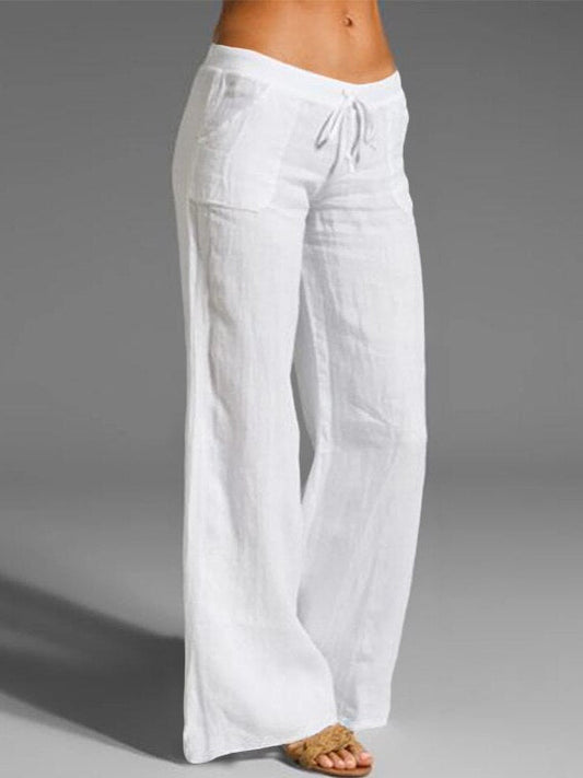 Retro Linen Trousers Elastic Pants