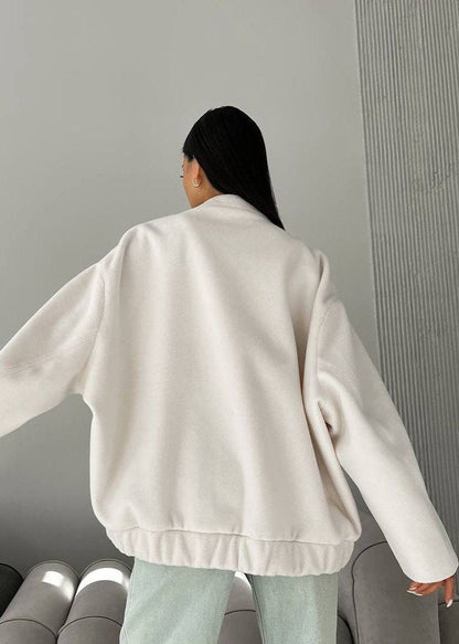 Luxe Oversized Stand Collar Coat With Large Pockets