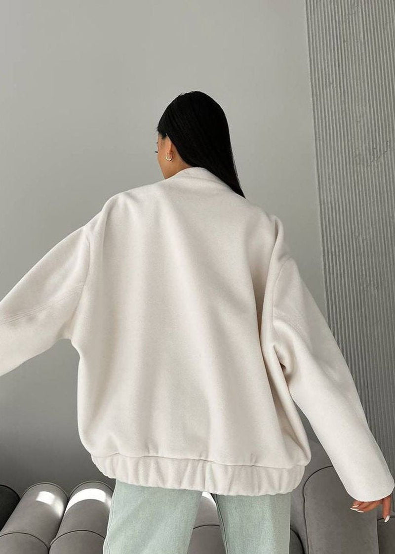 Luxe Oversized Stand Collar Coat With Large Pockets