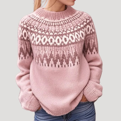 Spring Patterned Knit Pullover Sweater
