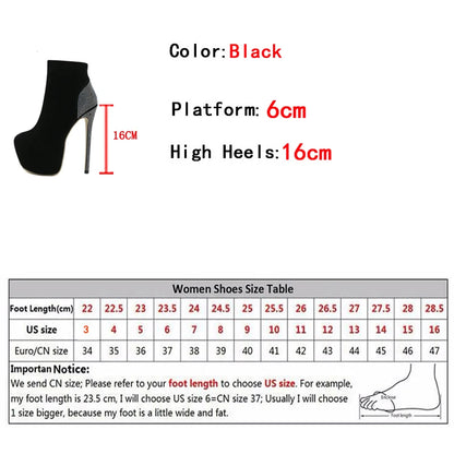 Crystal Rhinestone High Heels Stripper Pole Dance Boots Platform Shoes Booties