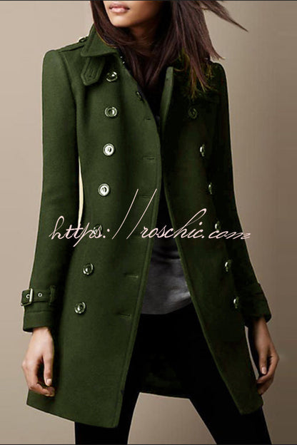 Lapel Long Sleeve Button Coat