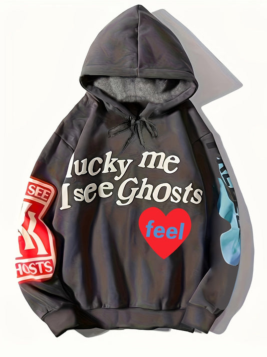 Lucky Me I See Ghosts Letter Graphic Sports Sweatshirt Ey4287