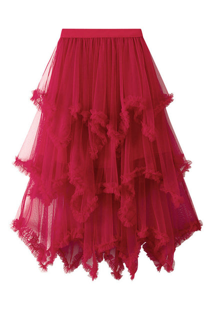 Cake Skirt Mid-length High Waist Big Swing Fluffy Fairy Gauze Dress Long Skirt