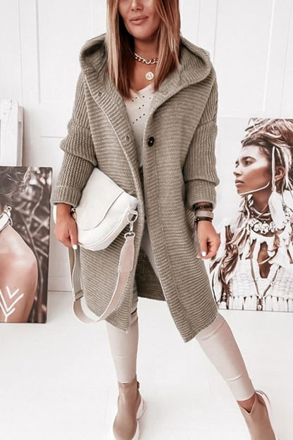 Cozy With Coffee Button Down Hooded Cardigan
