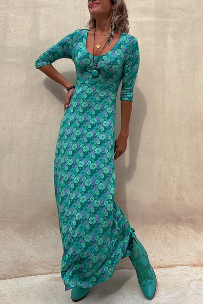 Iconic Crush Half Sleeve Elastic Maxi Dress