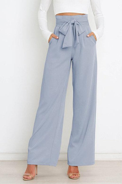 All-match Wide-leg Pants Tie-up Bow Trousers