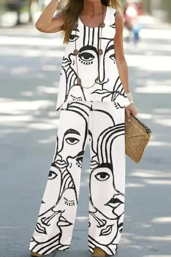 Summer Sleeveless T-shirt Trousers Two-piece Set