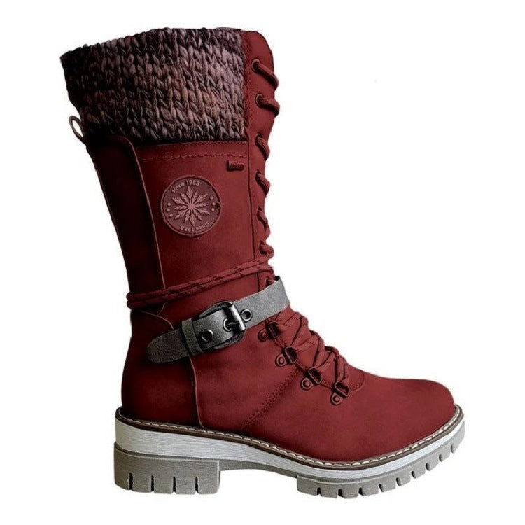 Mid Tube Square Heel Round Toe Martin Boots