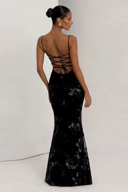 Backless Tie-up Maxi Dress
