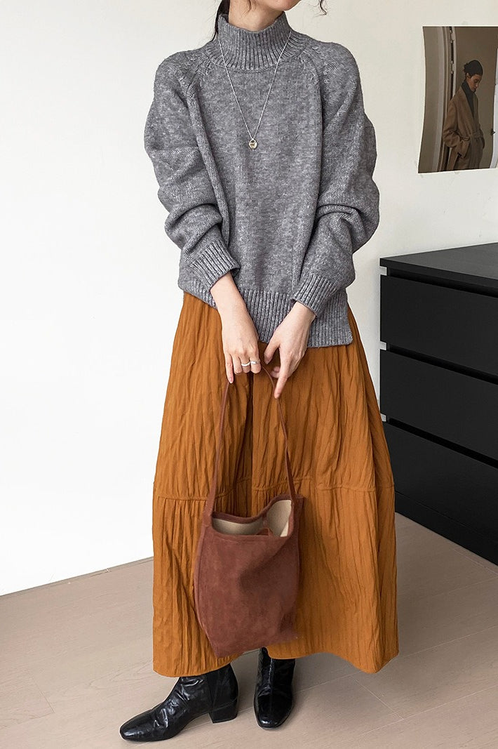 Quilted Cotton Puffer Midi Skirt