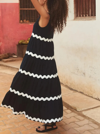 Color Block Vest Long Dress