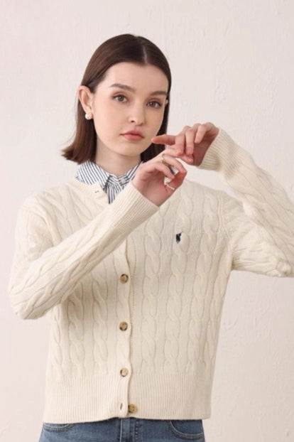 Crew Neck Versatile Long Sleeve Knit Cardigan