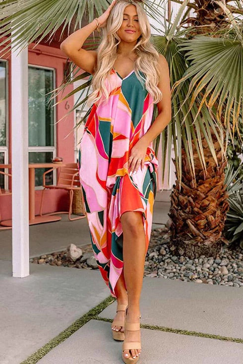 Print Slip Sleeveless Maxi Dress