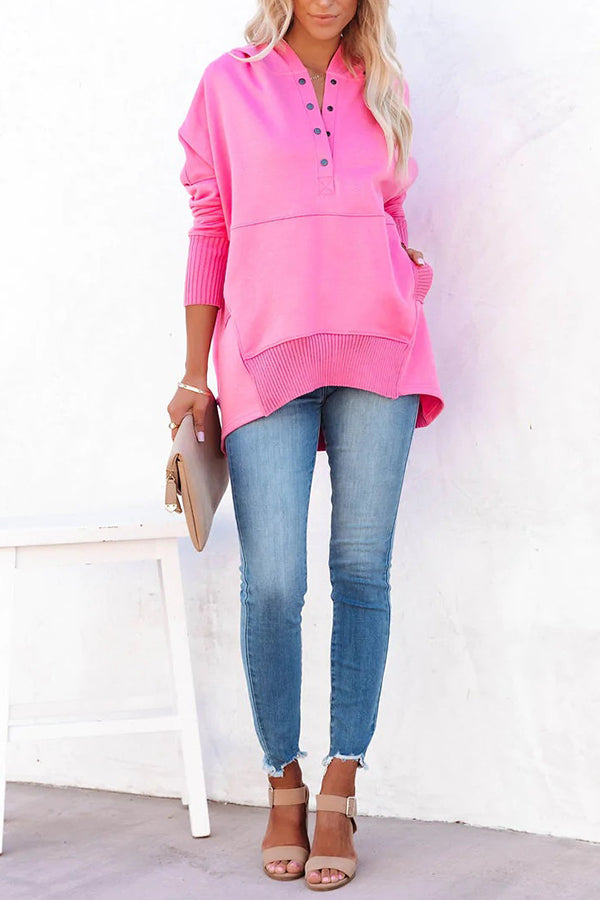 New V-neck Hooded Irregular Sweater