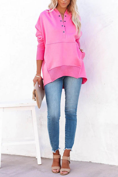 New V-neck Hooded Irregular Sweater