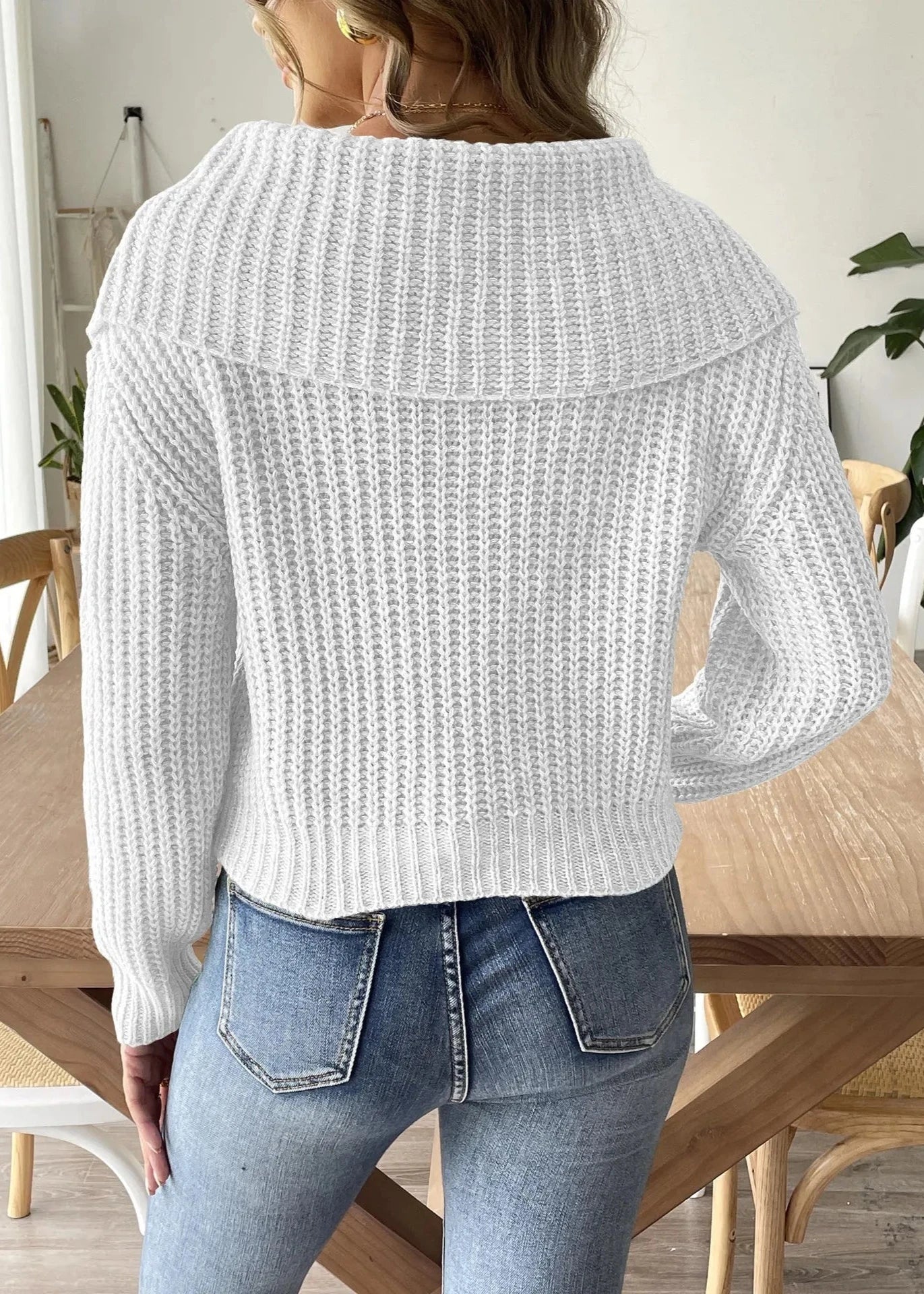 Short Beaded Lapel Sweater - & Stylish