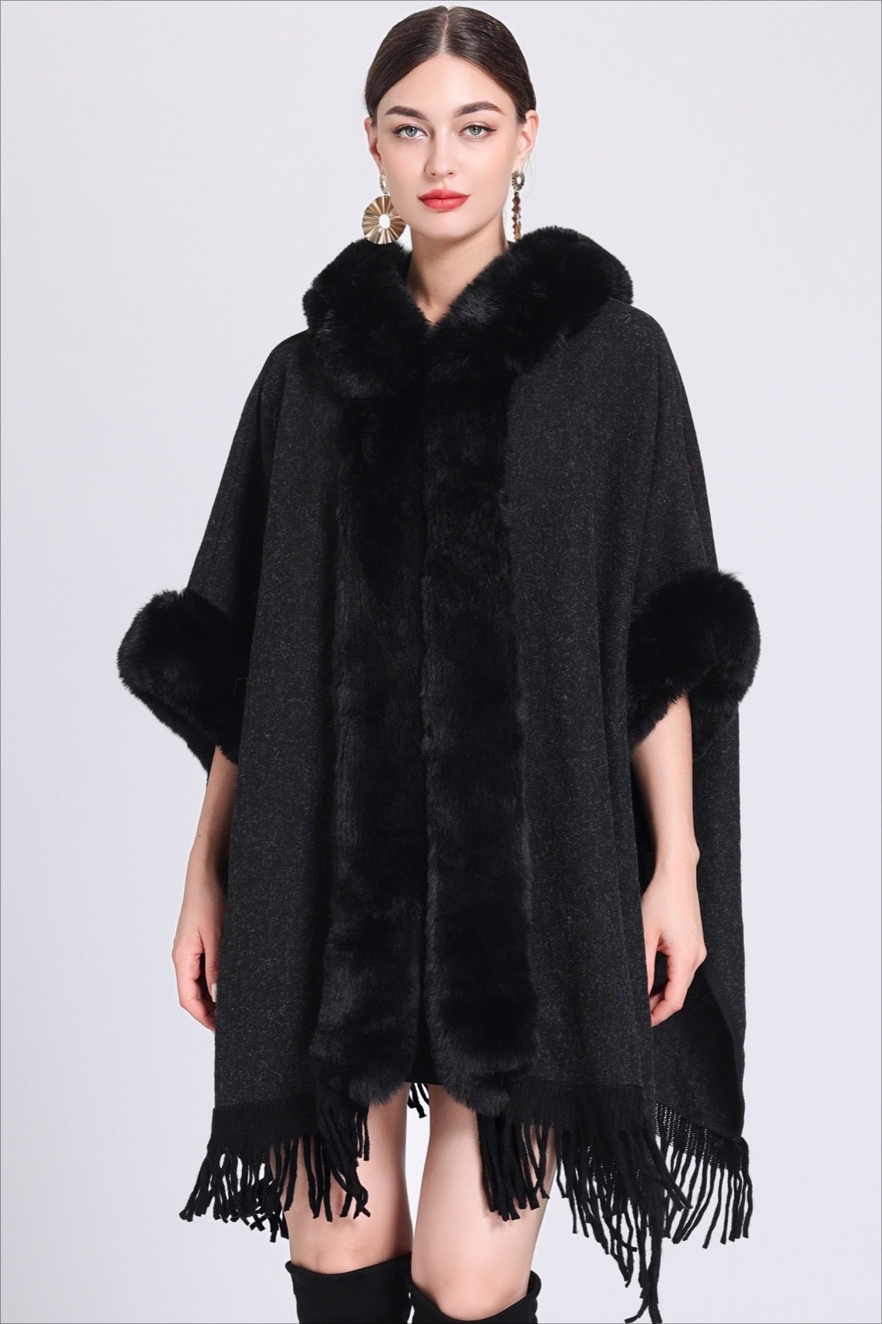 Hooded Wool Cape Coat