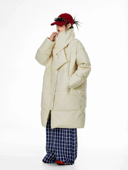 Oversized Puffer Winter Coat With Scarf