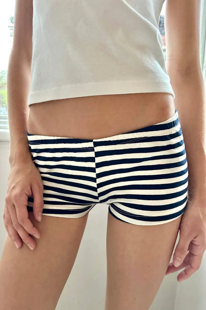 Stripe Skinny Low Waist Shorts