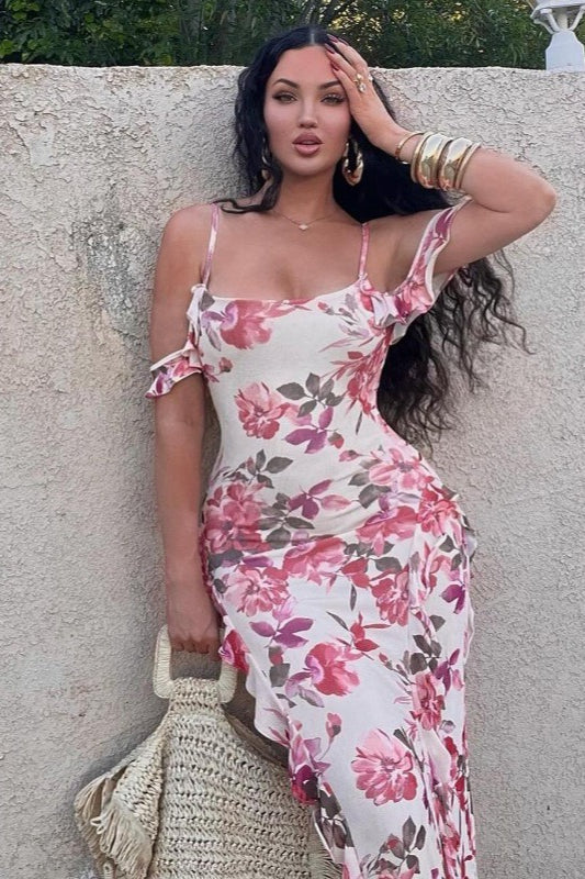 Fitted Spaghetti Strap Maxi Dress