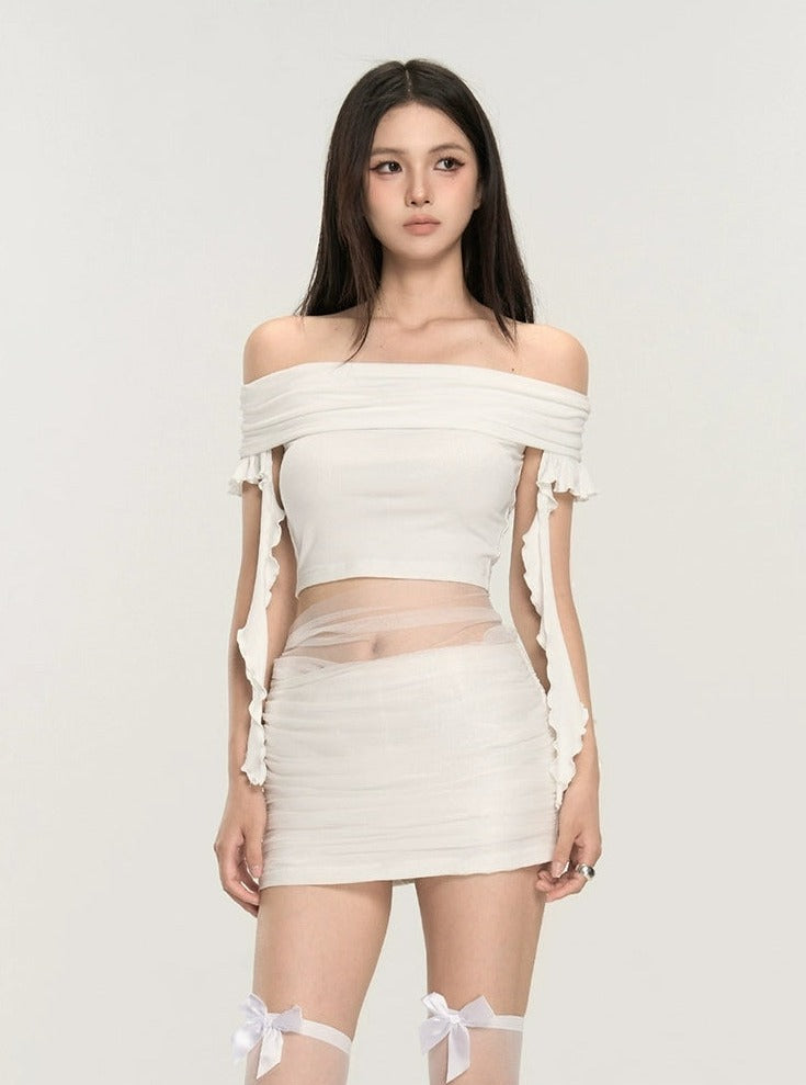 Off-shoulder Ruched Blouse