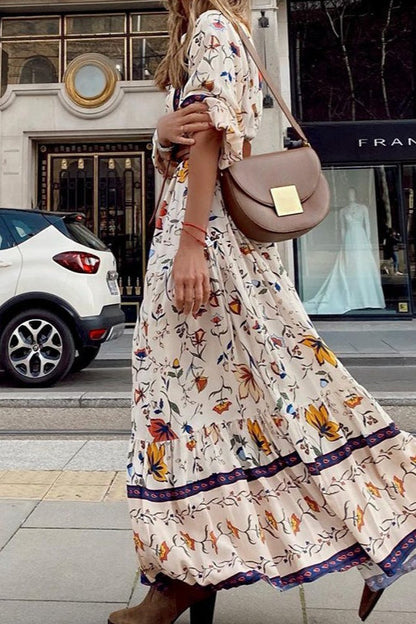 Print Long Sleeve Maxi Dress