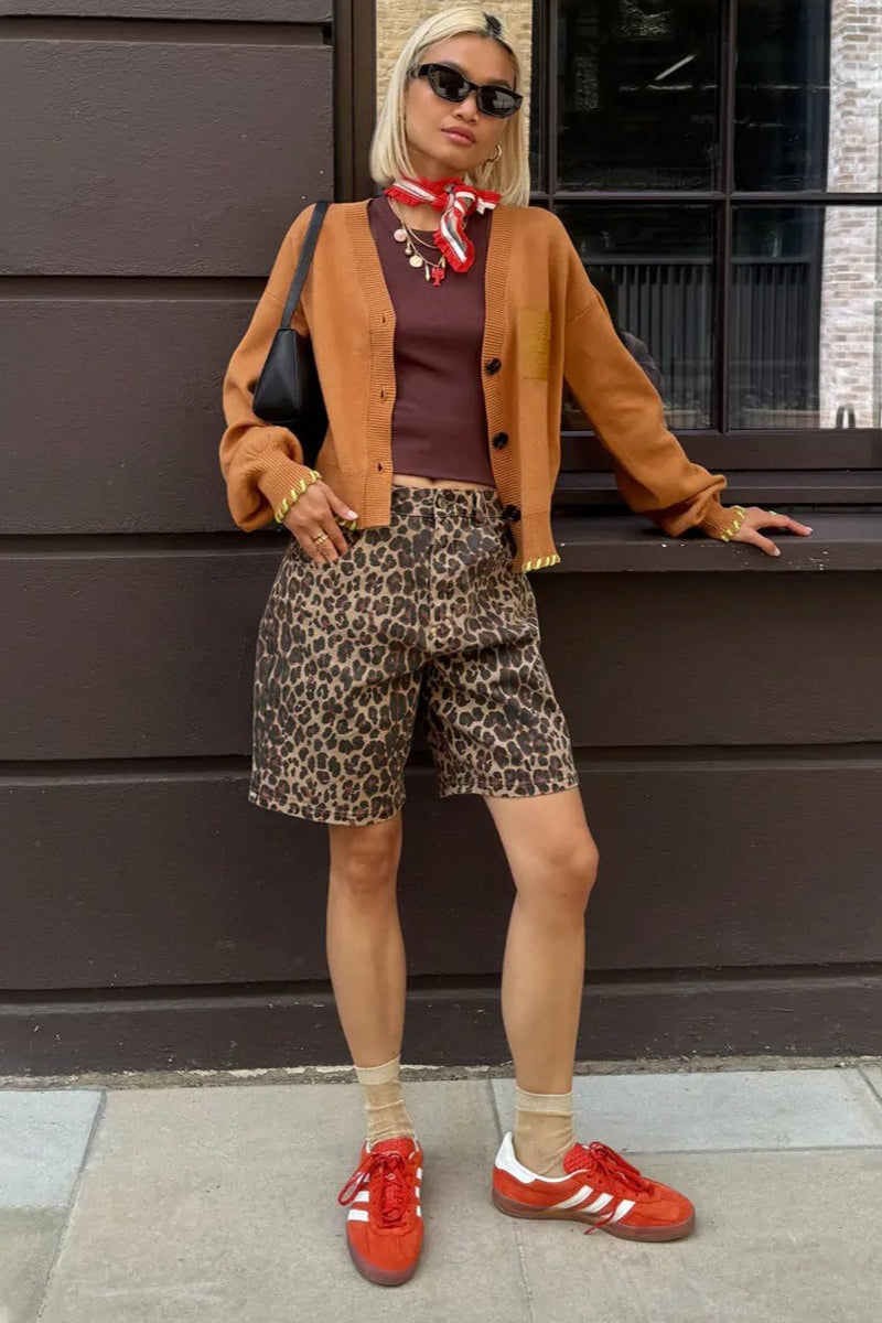 Cotton Leopard Print Shorts