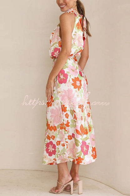 Fascinating Day Halter Neck Elastic Waist Maxi Dress