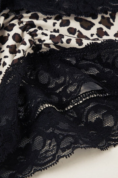 Asymmetrical Lace Leopard Print Blouse