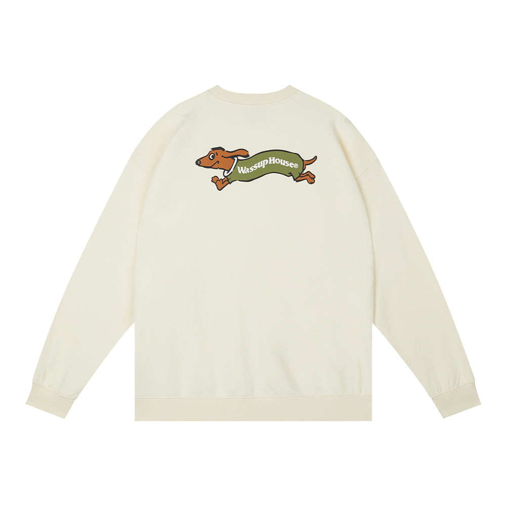 Playful Dachshund Running Printed Sweatshirt
