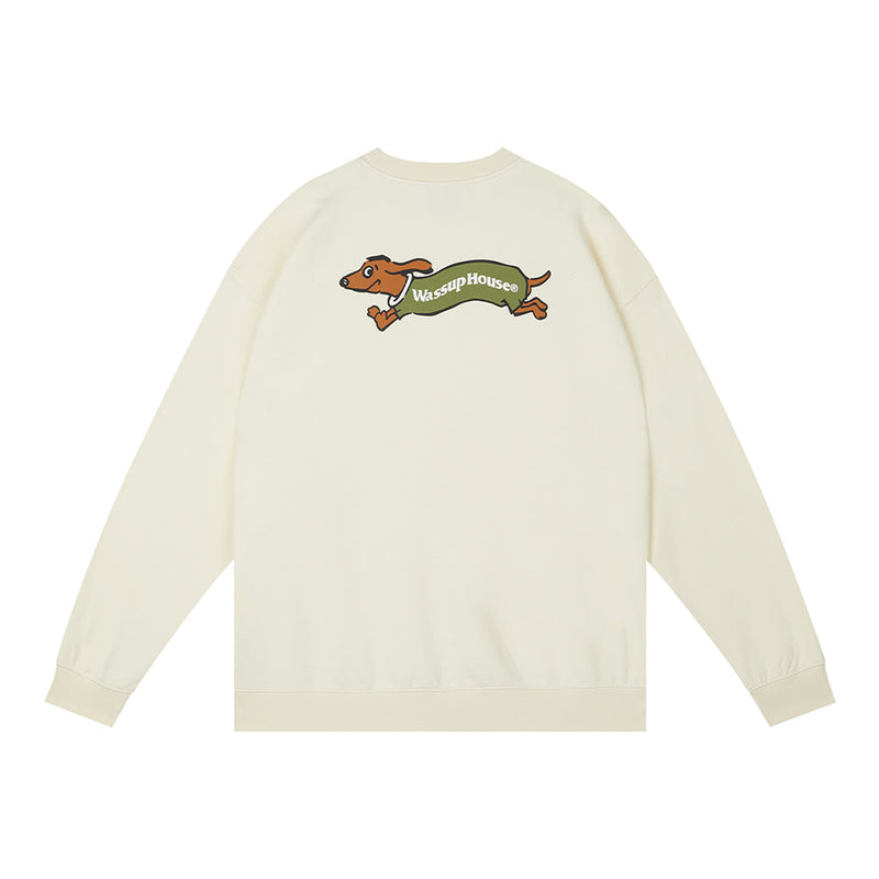Playful Dachshund Running Printed Sweatshirt