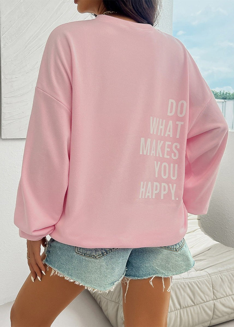 Relaxed Pink Long-sleeved Sweater - Effortless Style