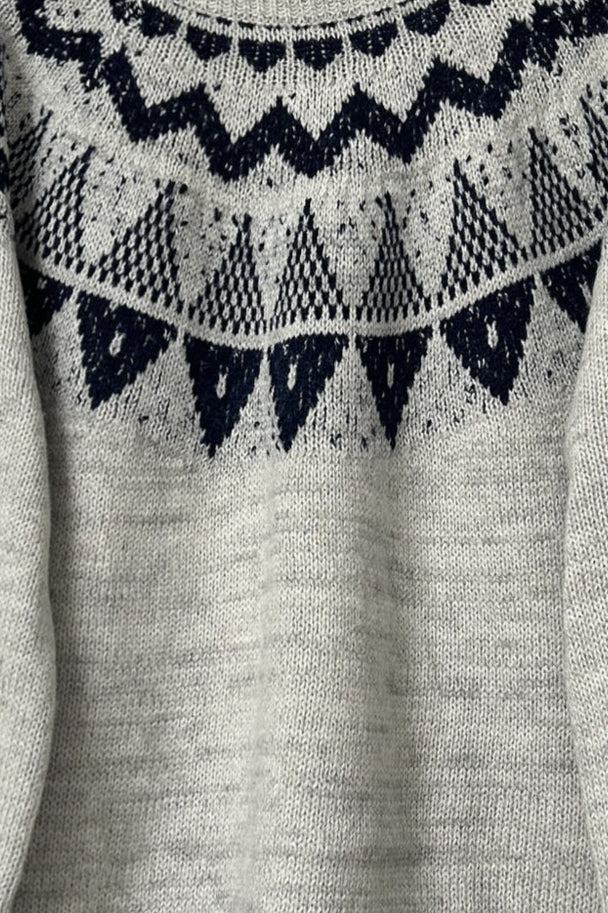 Slouchy Jacquard Loose Knit Pullover Sweater