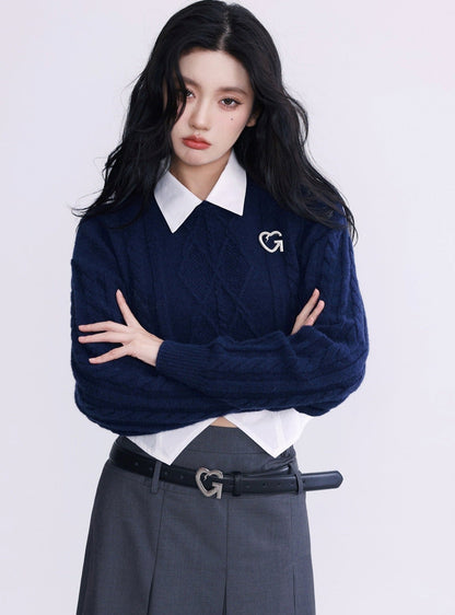 Cg Diamond Knit Cropped Sweater