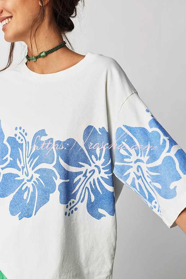 Print Loose Round Neck Short Sleeve T-shirt