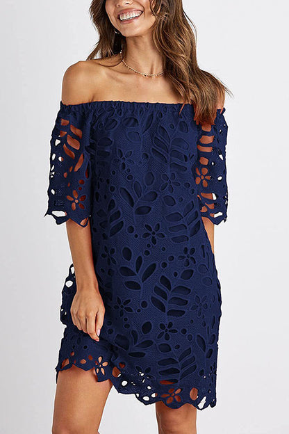 Strapless One-shoulder Hollow Dress Ins Party Dress Skirt