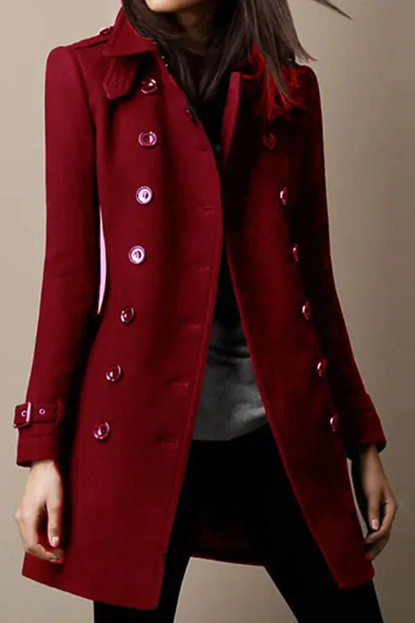 Lapel Long Sleeve Button Coat