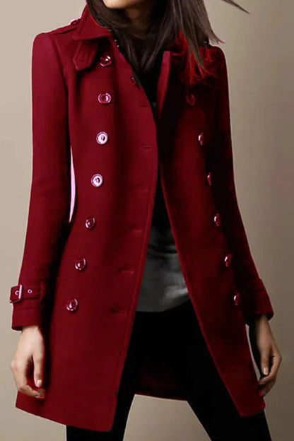 Lapel Long Sleeve Button Coat