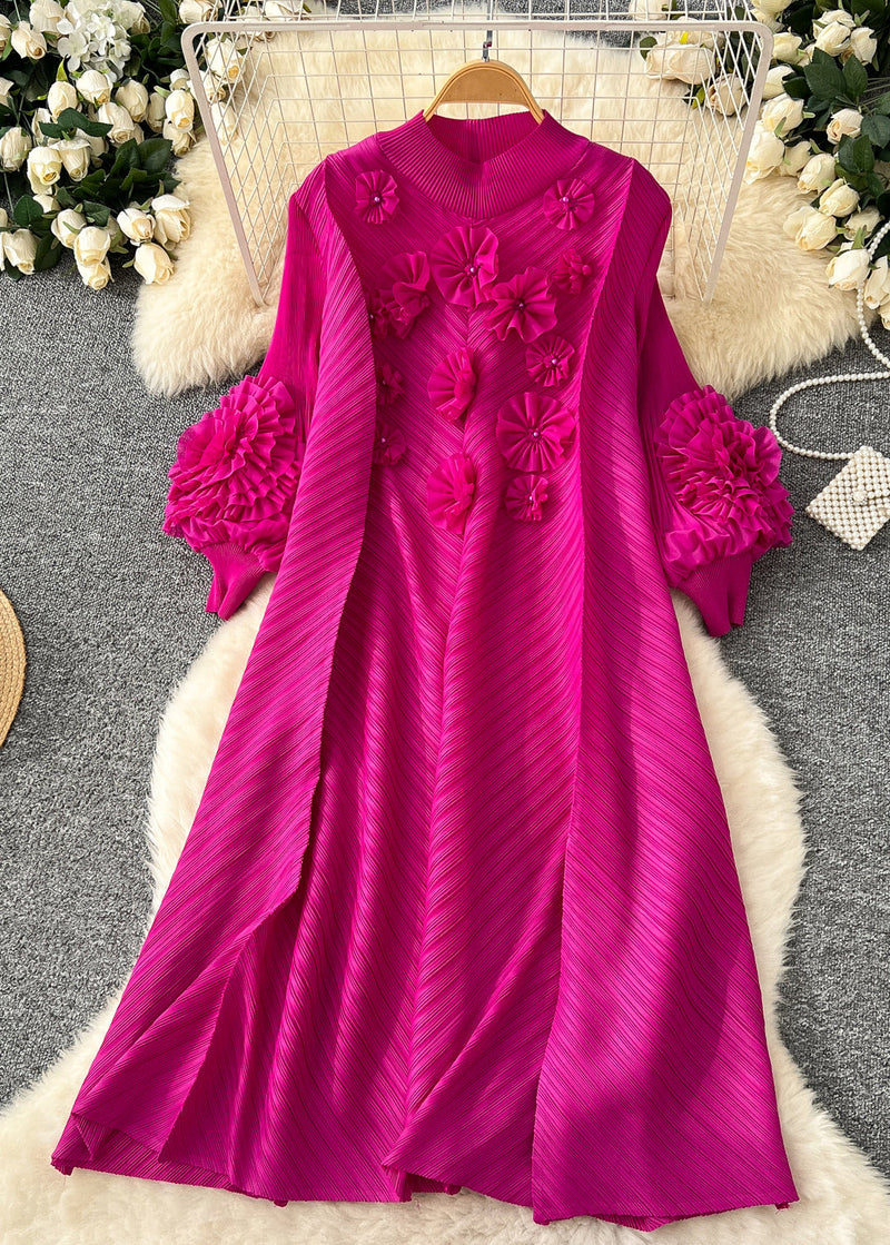 Boutique Yellow Oversized Three-dimensional Long Dress Lantern Sleeve
