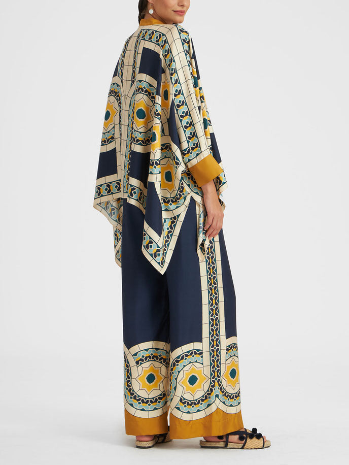 Unique Retro Print Loose Wide-leg Pants