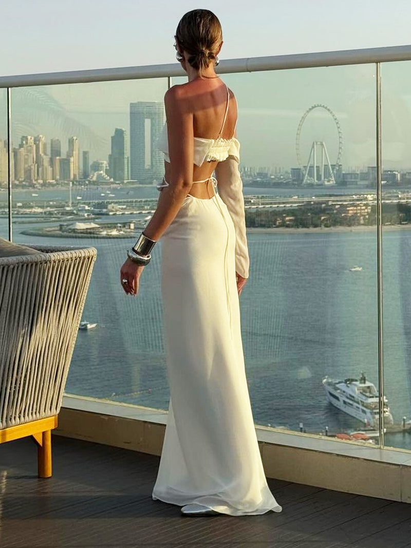 Ruffled Bandeau One-shoulder Top and Skirt