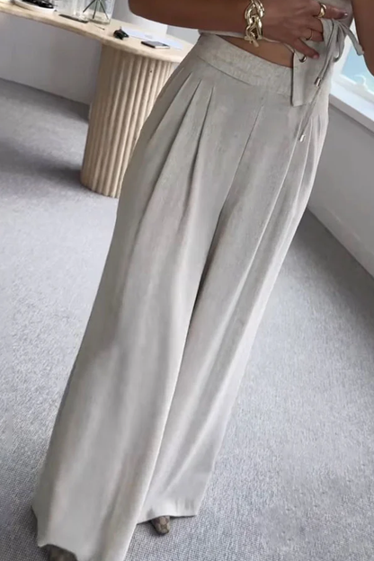 Commuter All-match String Top \u0026 Pants Two-piece Set