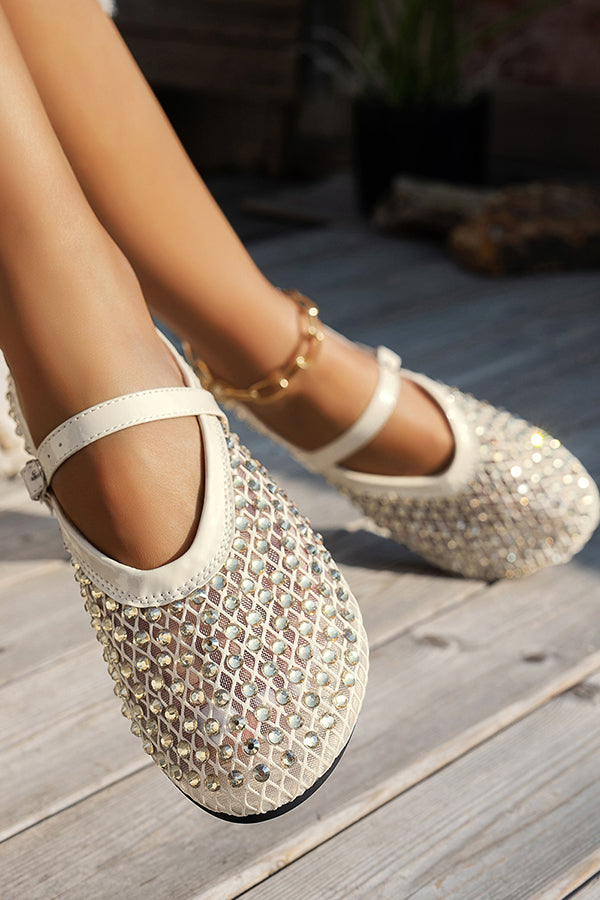 Fashionable Rhinestone French Buckle Sandals