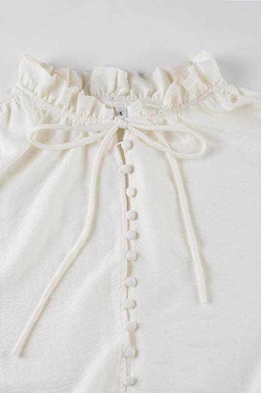 Deep V Tie Ruffle Sleeve Mini Dress