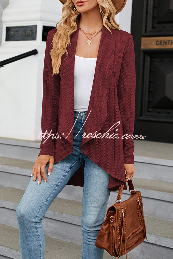 Long Sleeve Color Ruffle Loose Cardigan