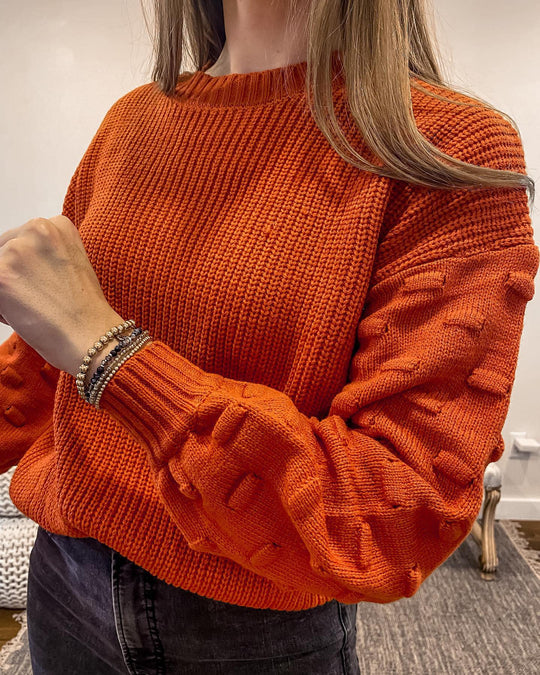 Puffy Sleeve Cable Oversized Knit Sweater