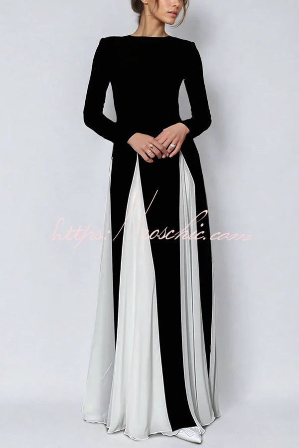 Getting Glam and Panelled Tulle Long Sleeve A-line Maxi Dress