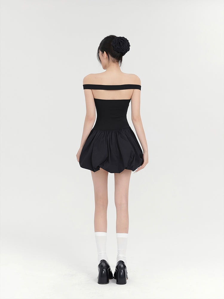 Black Rose Bubble Mini Dress